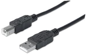 Manhattan Hi-Speed USB B Anschlusskabel - USB 2.0 - Typ A Stecker - Typ B Stecker - 480 Mbps - 1,8 m - Schwarz - 1,8 m - USB A - USB B - USB 2.0 - Männlich/Männlich - Schwarz